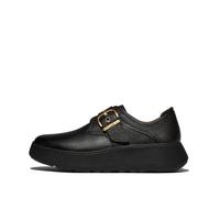 Fitflop Damen F-Mode Stitch Tumbled-Leather Monk Strap Shoes Loafer, Schwarz, 39.5 EU, Schwarz, 40 EU