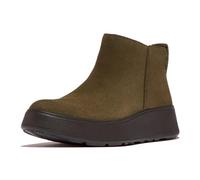 Fitflop Damen F-Mode Suede Flatform Zip Ankle Boots Stiefel, Deep Olive, 37 EU