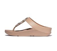 Fitflop Damen Fino Crystal-Chain Leather Toe-Post Sandale, Beige (Classic Beige), 43 EU