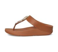 FitFlop™ Damen Fino Crystal Chain Leder Zehentrenner, Deep Tan, 11