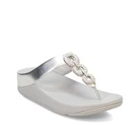 Fitflop Damen Fino Crystal-Chain M/Leder Zehentrenner Sandale, Silber, 41 EU