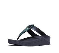 Fitflop Damen Fino Crystal Detail Metallic Zehentrenner, Schillerndes Marineblau, 43 EU