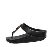 FitFlop Damen Fino Multi-Stone Leather Toe-Post Schiebe-Sandalen, Schwarz, 39 EU