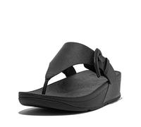 Fitflop Lulu Covered-buckle Raw-edge Leather Toe-thongs Slides Schwarz EU 37 Frau (Herstellerartikelnummer: HG9-001-EU37)