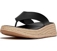 Fitflop Damen F-Mode Espadrille Leather Flatform T/Post Sandale, Schwarz, 37 EU