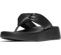 FitFlop Damen Flip Flops F-Mode Knot Soft-Leather Flatform Toe-Post Sandals IY1 All Black-36