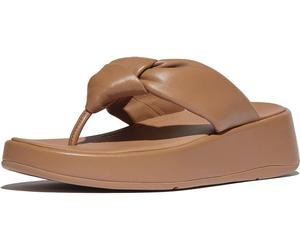 FitFlop Damen Flip Flops F-Mode Knot Soft-Leather Flatform Toe-Post Sandals IY1 Classic Tan-36