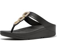 Fitflop Damen Fino Zehensteg Leder mit Kristallkette Sandale, Schwarz, 40 EU