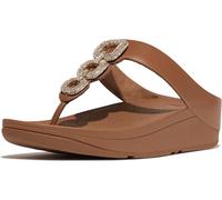 FitFlop Damen Flip Flops Fino Crystal-Chain Leather Toe-Post Sandals HX2 Deep Tan-36