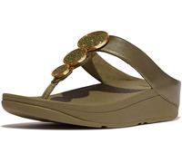 FitFlop Damen Flip Flops Halo Bead-Circle Metallic Toe-Post Sandals HJ1 Camo-Green-37