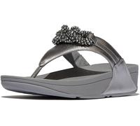 FitFlop Damen Flip Flops Lulu Beaded-Chain Leather Toe-Post Sandals E6F Silvereen-40