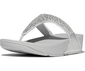 FitFlop Damen Flip Flops Lulu Crystal-Mix Toe-Post Sandals JE3 Silver-41