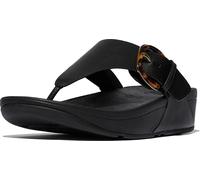 Fitflop Damen Lulu Resin-Buckle Leather Toe-Post Sandale, Schwarz, 41 EU