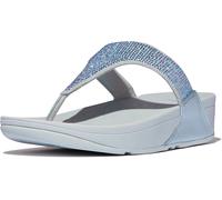 Dianette FITFLOP "LULU CRYSTAL EMBELLISHED TOE-POST SANDALS - HOTFIX", Damen, Gr. 38, blau (hellblau), Textil, Glitzer, modisch, Schuhe, Keilabsatz, Sommerschuh, Zehentrenner mit weichem Zehensteg (81