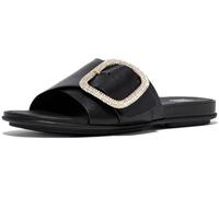Fitflop Damen Gracie Crystal Maxi-Schnalle Leder Slides Sandale, Schwarz, 37 EU