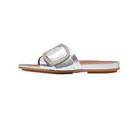Fitflop Damen Gracie Crystal Maxi-Schnalle Metallic-Leder Slides Sandalen, silber, 43 EU
