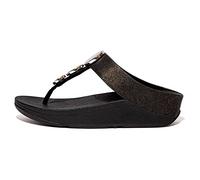 Fitflop Damen Halo Shimmer Zehensteg-Sandalen Keilsandale, Schwarz, 38 EU