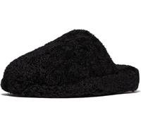 Fitflop Damen Iqushion D-Luxe Gepolsterte Teddy Slipper Pantoletten Schuh, Schwarz, 36 EU