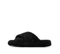 FitFlop Damen Iqushion D-Luxe Padded Teddy Cross Slides, All Black, 7 Medium