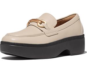 FitFlop Damen Loafer F-Luma Chunky-Snaffle Leather Demi-Wedge Loafers IJ7 Stone Beige-37