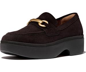FitFlop Damen Loafer F-Luma Chunky-Snaffle Suede Demi-Wedge Loafers II8 Chocolate Brown-40