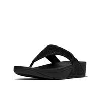 FitFlop Damen Flip Flops Lulu Crinkled-Shimmer Toe-Post Sandals E1A Metallic Black-38