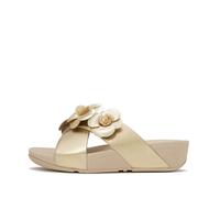 Fitflop Damen LULU Flower Cross Slides Sandal, Platino, 39 EU, Platin, 39 EU