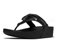 Zehentrenner FITFLOP "LULU GLITZ BOW", Damen, Gr. 41, schwarz, Leder, Glitzer, modisch, Schuhe, Slides, Badeschuh mit Glitter (85912950-41) schwarz