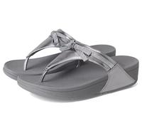 Fitflop Damen Lulu Glitz-Bow Leder Zehentrenner Sandalen, Silberfarben, 41 EU