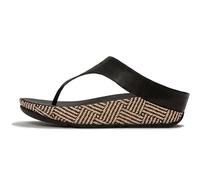 FitFlop Damen Lulu Lux Graphic-Weave Leder Zehentrenner | Skulpturale Keilsandalen mit Microwobbleboard-Dämpfung