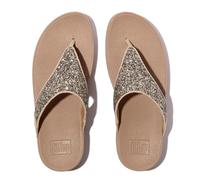 Zehentrenner FITFLOP "LULU MULTI-TONAL GLITTER TOE", Damen, Gr. 38, braun (hellbraun), Synthetik, Glitzer, modisch, Schuhe, Badeschuh, Slides, Sandale mit Glitter (25083545-38) hellbraun