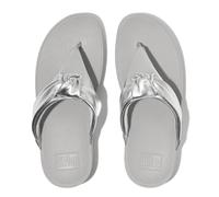 FitFlop Damen Lulu Padded-Knot Metallic-Leather Toe-Post Schiebe-Sandalen, Silber, 39 EU