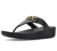 Fitflop Damen Lulu Quadratische Kette Leder Zehentrenner, Schwarz, 42 EU