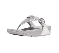 Fitflop Damen Lulu Verstellbare Zehentrenner aus Metallic-Leder Sandale, Silber, 37 EU