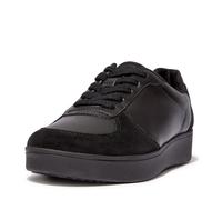 FitFlop Damen Rally Leder/Wildleder Panel Sneaker, Schwarz, 38 EU