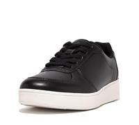FitFlop Damen Rallye-Leder-Panel-Sneaker Sneaker, Schwarz, 36 EU