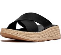 Fitflop Damen F-Mode Espadrille Leather Flatform Cross Slides Schiebe-Sandalen, Schwarz, 40 EU