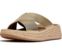 FitFlop Damen Sandalen F-Mode Espadrille Leather Flatform Cross Slides IV5 Platino-38
