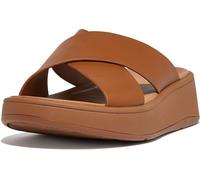 FitFlop Damen Keilsandale F-Mode Flatform Leder Cross-Slides Schwarz 41 EU