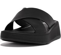 FitWear Damen Keilsandale F-Mode Flatform Cross Slides Leder Schwarz 38 EU
