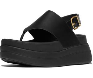FitFlop Damen Sandalen F-Mode Stack Leather Back-Strap Toe-Post Sandals E2G Black-40