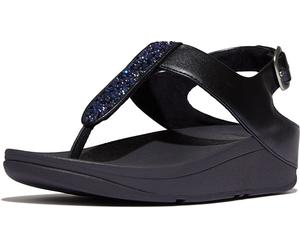 FitFlop Damen Sandalen Fino Crystal-Mix T-Strap Sandals IU5 Midnight Navy-40