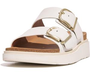 FitFlop Damen Sandalen Gen-FF Buckle Two-Bar Leather Slides HE8 Urban White-40