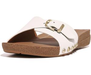 FitFlop Damen Sandalen Iqushion Adjustable Buckle Leather Slides HF1 Urban White-39