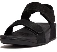 Fitflop für Damen. GA2-090 Lulu Shimmerlux Sandalen schwarz (38), 3 bis 5 cm, Klettverschluss, Lässig