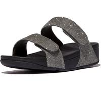 Flip-Flop FitFlop Lulu Adjustable Shimmerlux Slides Damen All Black-Schuhgröße 42