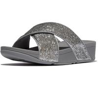 Fitflop Damen Lulu Crinkled-Shimmer Cross Slides Schiebe-Sandalen, Silvereen, 36 EU