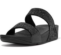 FitFlop Damen Lulu Glitzer Slides Sommersandalen - Leicht & Bequem mit Natürlicher Fußgewölbeunterstützung, Schwarz Glitter, 37 EU