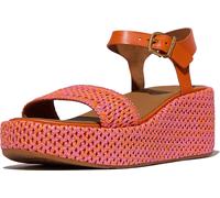 Keilsandalette FITFLOP "PLATFFORMS WOVEN WEDGE", Damen, Gr. 39, orange (orange, rose), Leder, Textil, geflochten, modisch, Schuhe, Plateau Sandale, Sommerschuh in raffinierter Optik (56079353-39) oran