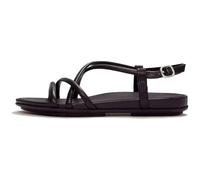 Riemchensandale FITFLOP "GRACIE LEATHER STRAPPY BACK-STRAP SANDALS", Damen, Gr. 37, schwarz, Leder, Schuhe Riemchensandale, Keilabsatz, Sandalette mit verstellbarem Schnallenverschluss (26880064-37) s
